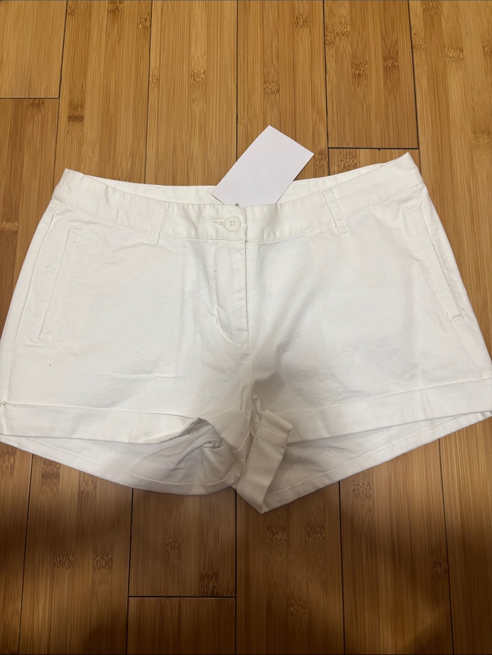 Brandy Melville White Roll-Hem Cotton Jean Shorts